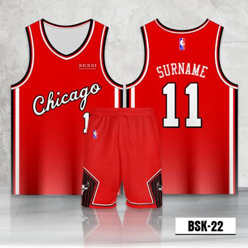 Chicago Design Full Sublimation Basketball Jersey Set - BSK-22 Thumbnail