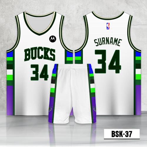 Bucks Design Full Sublimation Basketball Jersey Set - BSK-37 Thumbnail