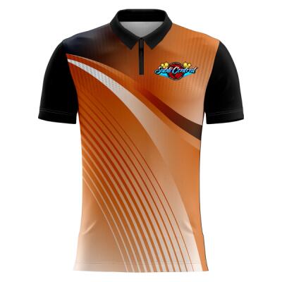 Abstract Linear Design Full Print Polo Zipper - 1467697085 Thumbnail