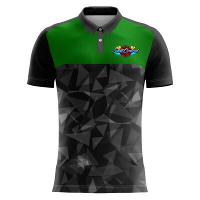 Geometric Abstract Design Full Print Polo Shirt - SCS-1B Thumbnail