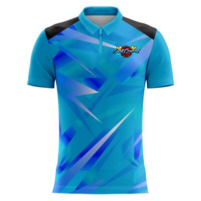 Abstract Geometry Design Full Print Polo Zipper - RS-25 Thumbnail