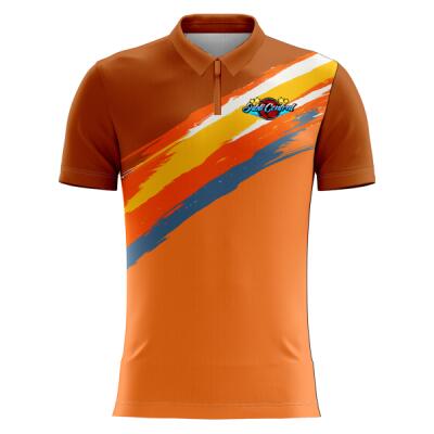 Diagonal Grunge Design Full Print Polo Zipper - RS-30 Thumbnail