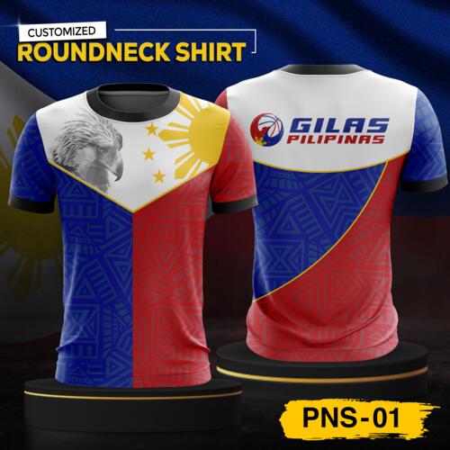 Philippine Design Round Neck Shirt, Customizable Full Print Sublimation Shirt, Personalized Pilipinas Design - PNS-01 Thumbnail