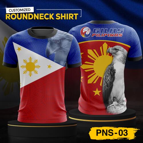 Philippine Design Round Neck Shirt, Customizable Full Print Sublimation Shirt, Personalized Pilipinas Design - PNS-03 Thumbnail
