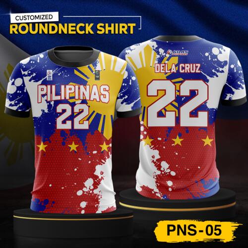 Philippine Design Round Neck Shirt, Customizable Full Print Sublimation Shirt, Personalized Pilipinas Design - PNS-05 Thumbnail