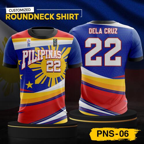 Philippine Design Round Neck Shirt, Customizable Full Print Sublimation Shirt, Personalized Pilipinas Design - PNS-06 Thumbnail