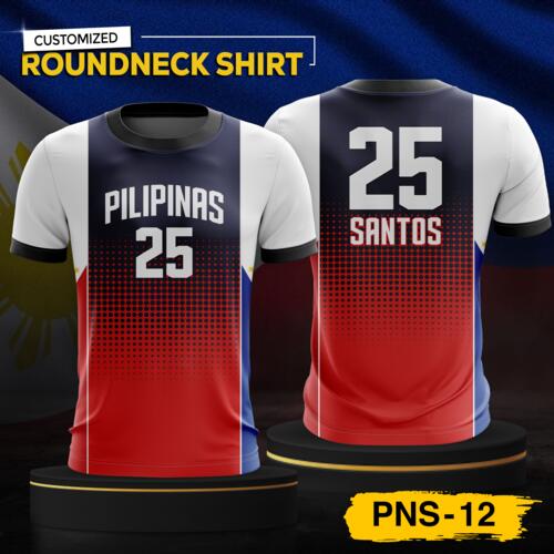 Philippine Design Round Neck Shirt, Customizable Full Print Sublimation Shirt, Personalized Pilipinas Design - PNS-12 Thumbnail