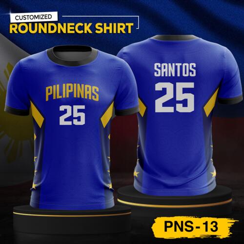 Philippine Design Round Neck Shirt, Customizable Full Print Sublimation Shirt, Personalized Pilipinas Design - PNS-13 Thumbnail