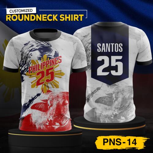 Philippine Design Round Neck Shirt, Customizable Full Print Sublimation Shirt, Personalized Pilipinas Design - PNS-14 Thumbnail