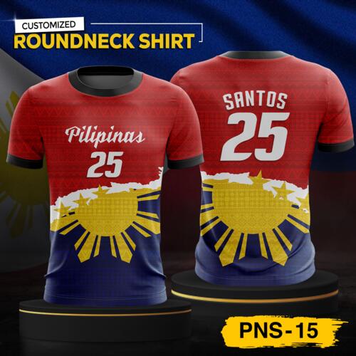 Philippine Design Round Neck Shirt, Customizable Full Print Sublimation Shirt, Personalized Pilipinas Design - PNS-15 Thumbnail