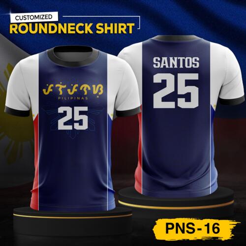 Philippine Design Round Neck Shirt, Customizable Full Print Sublimation Shirt, Personalized Pilipinas Design - PNS-16 Thumbnail