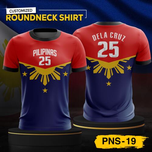 Philippine Design Round Neck Shirt, Customizable Full Print Sublimation Shirt, Personalized Pilipinas Design - PNS-19 Thumbnail