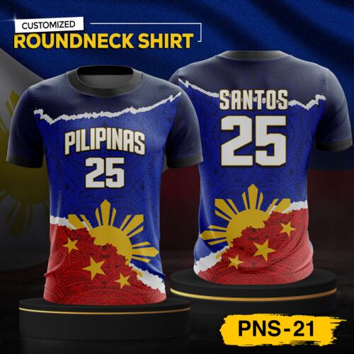Philippine Design Round Neck Shirt, Customizable Full Print Sublimation Shirt, Personalized Pilipinas Design - PNS-21 Thumbnail