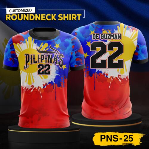 Philippine Design Round Neck Shirt, Customizable Full Print Sublimation Shirt, Personalized Pilipinas Design - PNS-25 Thumbnail