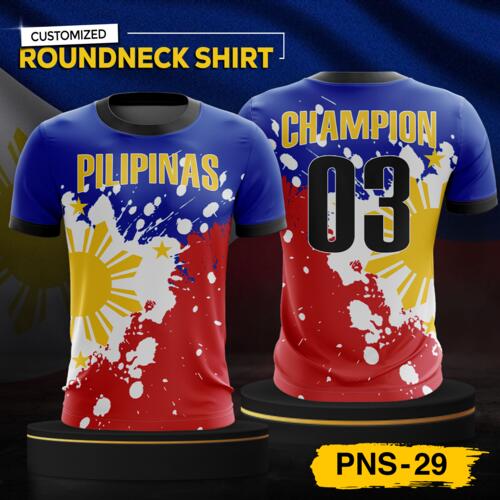 Philippine Design Round Neck Shirt, Customizable Full Print Sublimation Shirt, Personalized Pilipinas Design - PNS-29 Thumbnail