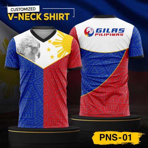 Philippine Design V-Neck Shirt, Customizable Full Print Sublimation Shirt, Personalized Pilipinas Design - PNS-01 Thumbnail