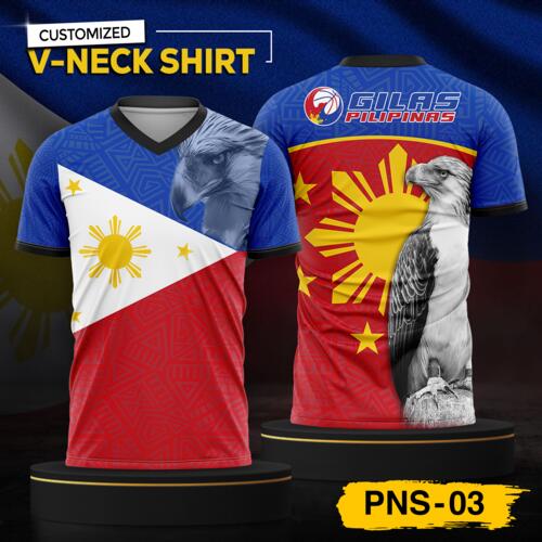 Philippine Design V-Neck Shirt, Customizable Full Print Sublimation Shirt, Personalized Pilipinas Design - PNS-03 Thumbnail