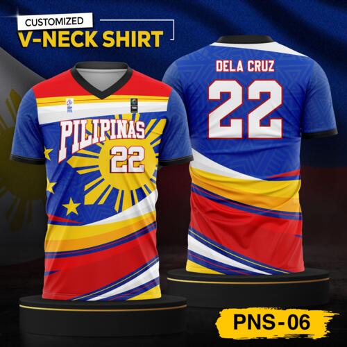 Philippine Design V-Neck Shirt, Customizable Full Print Sublimation Shirt, Personalized Pilipinas Design - PNS-06 Thumbnail