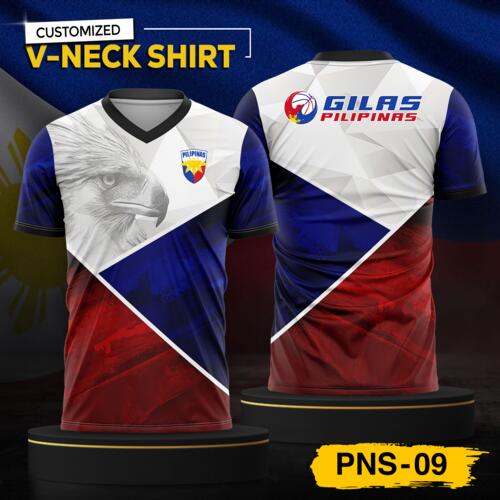 Philippine Design V-Neck Shirt, Customizable Full Print Sublimation Shirt, Personalized Pilipinas Design - PNS-09 Thumbnail
