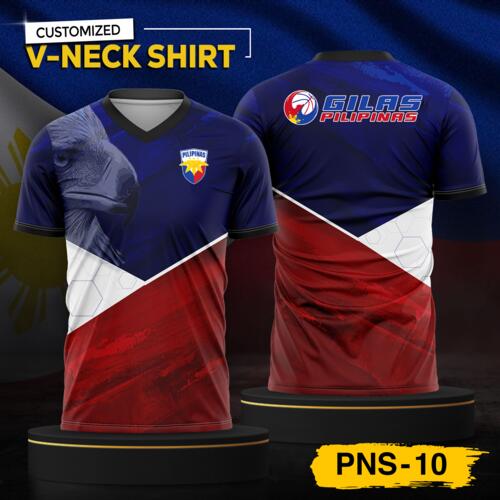 Philippine Design V-Neck Shirt, Customizable Full Print Sublimation Shirt, Personalized Pilipinas Design - PNS-10 Thumbnail