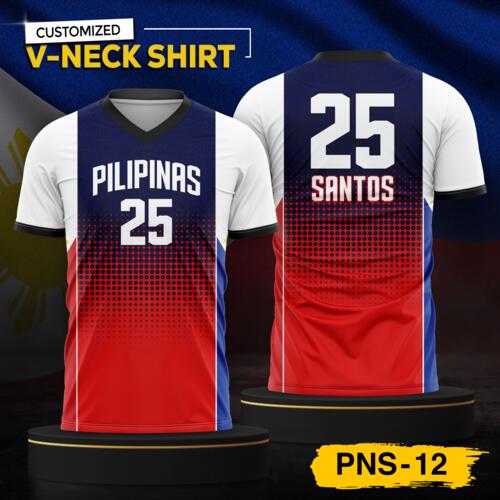 Philippine Design V-Neck Shirt, Customizable Full Print Sublimation Shirt, Personalized Pilipinas Design - PNS-12 Thumbnail
