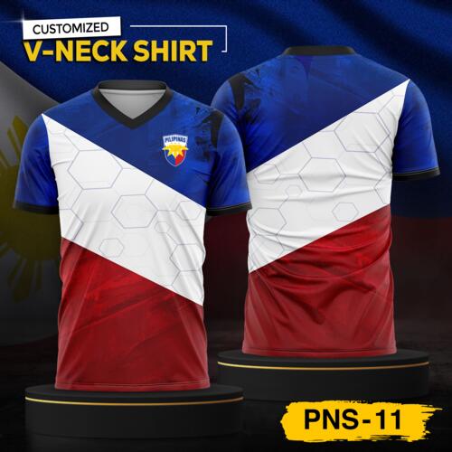Philippine Design V-Neck Shirt, Customizable Full Print Sublimation Shirt, Personalized Pilipinas Design - PNS-11 Thumbnail