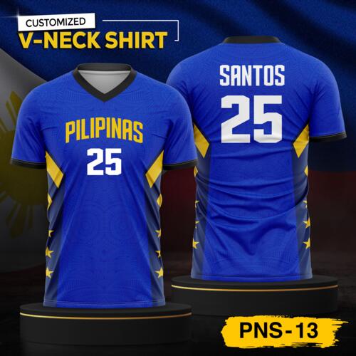 Philippine Design V-Neck Shirt, Customizable Full Print Sublimation Shirt, Personalized Pilipinas Design - PNS-13 Thumbnail