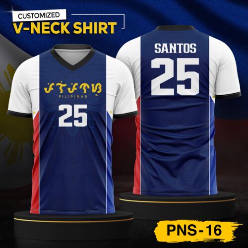 Philippine Design V-Neck Shirt, Customizable Full Print Sublimation Shirt, Personalized Pilipinas Design - PNS-16 Thumbnail