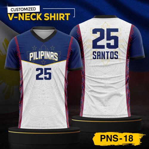 Philippine Design V-Neck Shirt, Customizable Full Print Sublimation Shirt, Personalized Pilipinas Design - PNS-18 Thumbnail