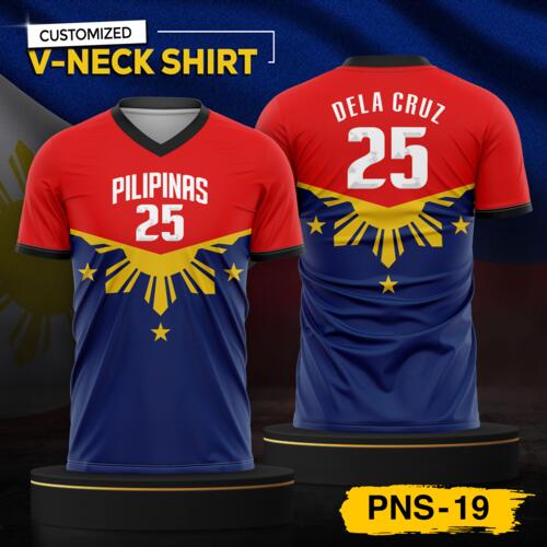 Philippine Design V-Neck Shirt, Customizable Full Print Sublimation Shirt, Personalized Pilipinas Design - PNS-19 Thumbnail