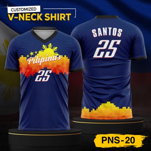 Philippine Design V-Neck Shirt, Customizable Full Print Sublimation Shirt, Personalized Pilipinas Design - PNS-20 Thumbnail