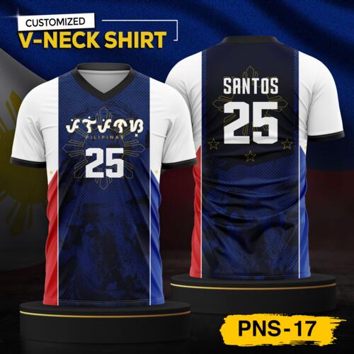 Philippine Design V-Neck Shirt, Customizable Full Print Sublimation Shirt, Personalized Pilipinas Design - PNS-17 Thumbnail