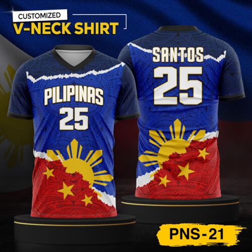 Philippine Design V-Neck Shirt, Customizable Full Print Sublimation Shirt, Personalized Pilipinas Design - PNS-21 Thumbnail
