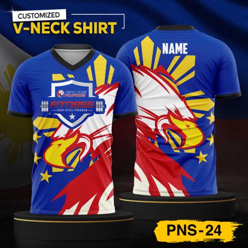 Philippine Design V-Neck Shirt, Customizable Full Print Sublimation Shirt, Personalized Pilipinas Design - PNS-24 Thumbnail