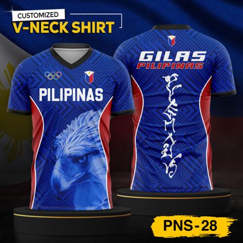 Philippine Design V-Neck Shirt, Customizable Full Print Sublimation Shirt, Personalized Pilipinas Design - PNS-28 Thumbnail