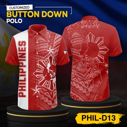 Philippine Design Full Print Button Down Polo - PHIL-D13 Thumbnail
