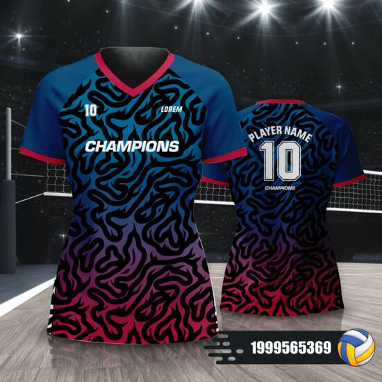 Abstract Design Volleyball Jersey Full Print Sublimation - 1999565369 Thumbnail