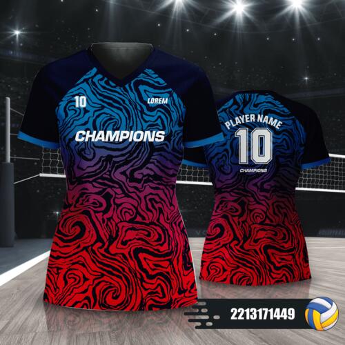 Abstract Swirling Lines Volleyball Jersey Full Print Sublimation - 2213171449 Thumbnail