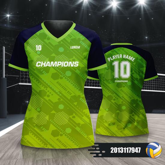 Green Abstract Design Volleyball Jersey Full Print Sublimation - 2013117947 Thumbnail