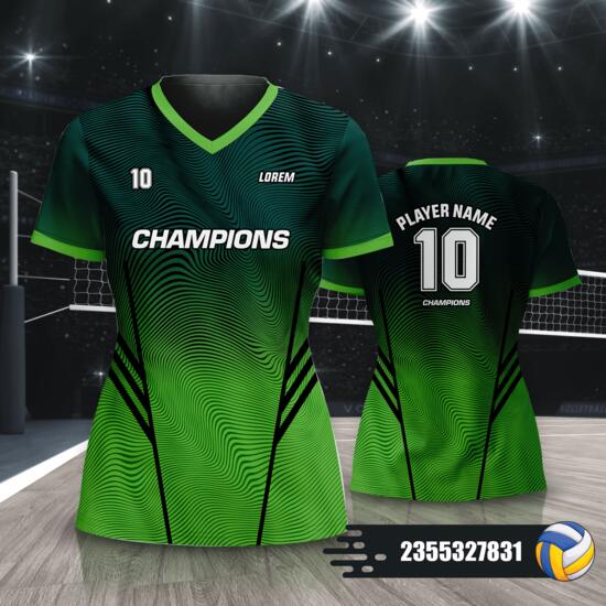 Wavy Linear Design Volleyball Jersey Full Print Sublimation - 2355327831 Thumbnail