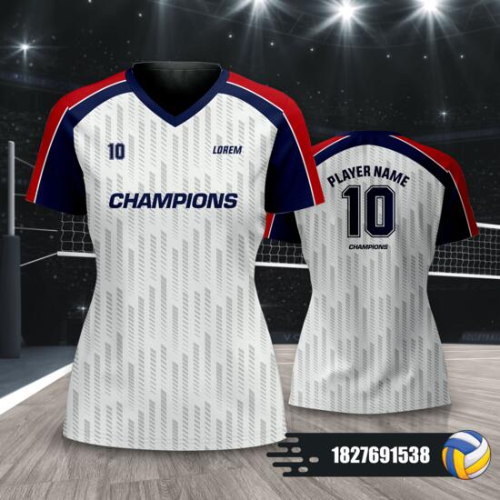 Linear Design Volleyball Jersey Full Print Sublimation - 1827691538 Thumbnail
