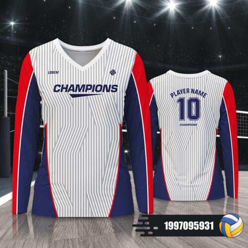 Linear Design Volleyball Jersey Long Sleeve Full Print Sublimation - 1997095931 Thumbnail