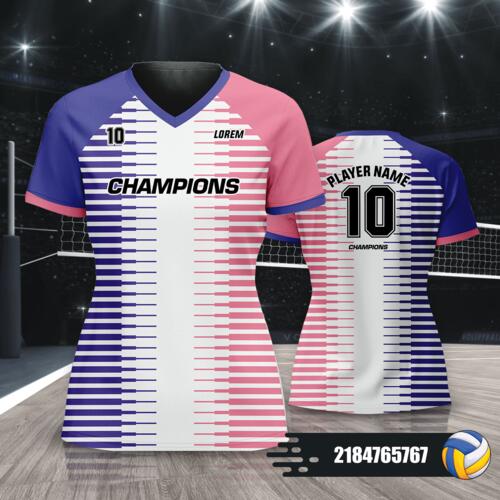 Linear Design Volleyball Jersey Full Print Sublimation - 2184765767 Thumbnail