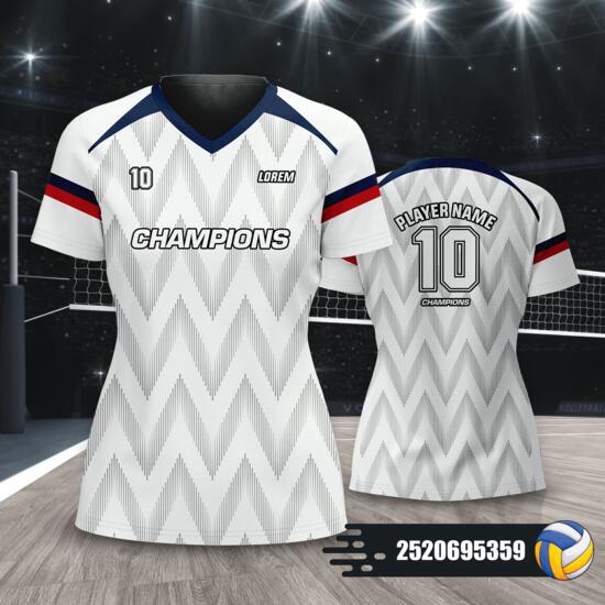 Geometric Zigzag Line Design Volleyball Jersey Full Print Sublimation - 2520695359 Thumbnail