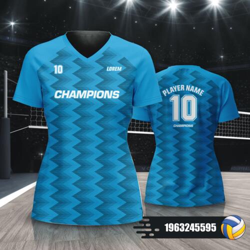 Abstract Zigzag Design Volleyball Jersey Full Print Sublimation - 	1963245595 Thumbnail