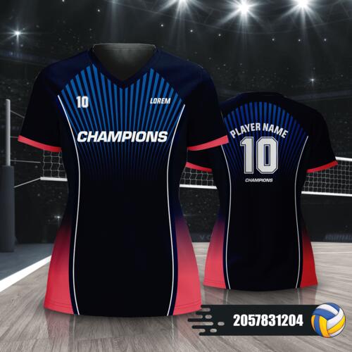 Sporty Design Pattern Volleyball Jersey Full Print Sublimation - 2057831204 Thumbnail
