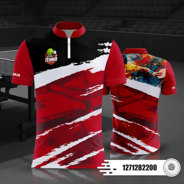 Table Tennis Chinese Collar Full Print Sublimation - 1271282200 Thumbnail