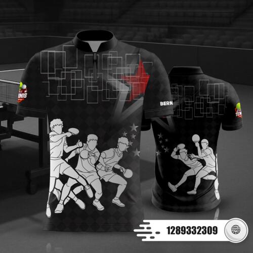 Table Tennis Chinese Collar Full Print Sublimation - 1289332309 Thumbnail