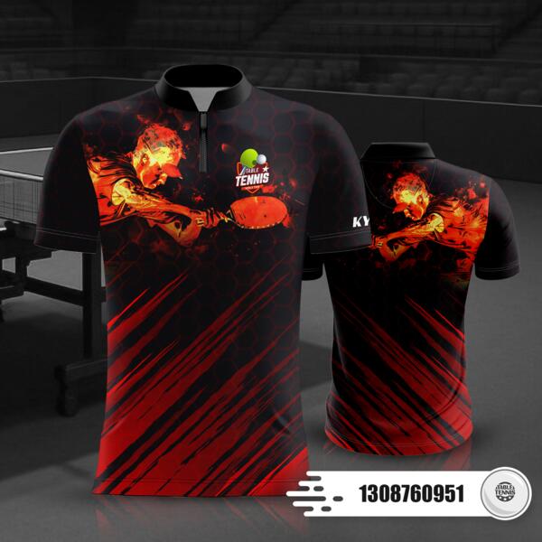 Table Tennis Chinese Collar Full Print Sublimation - 1308760951 Thumbnail