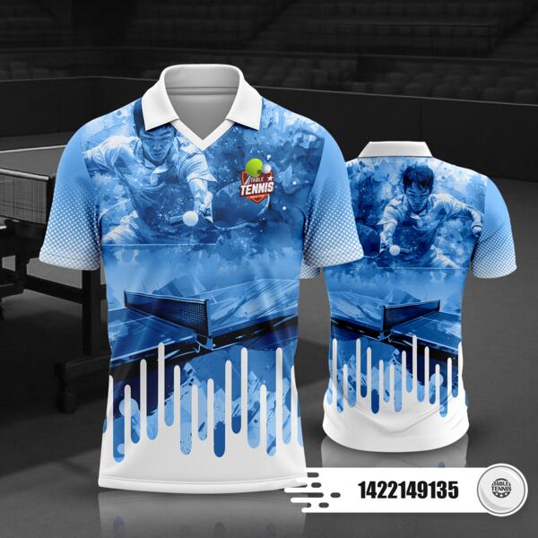 Table Tennis V-Neck Polo Shirt Full Print Sublimation - 1422149135 Thumbnail
